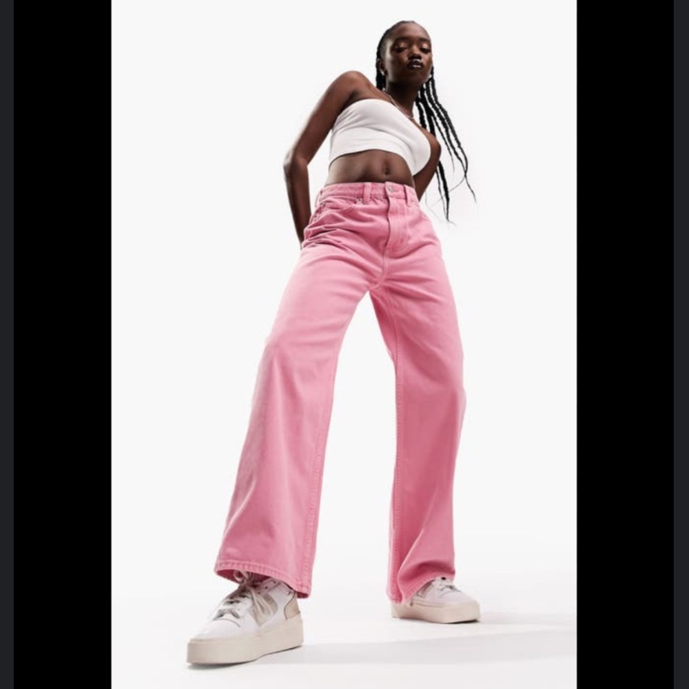 Zara pink straight leg jeans